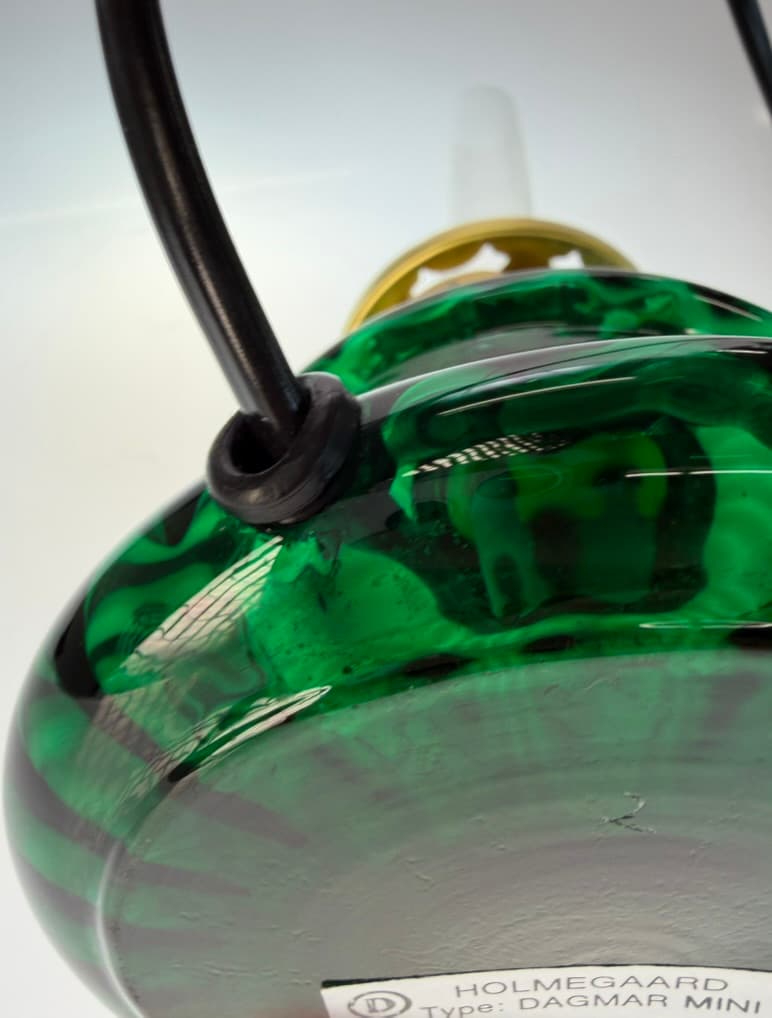 Table lamp Dagmar Mini, green glass, brass, Holmegaard, Denmark, 1970s. - 364509