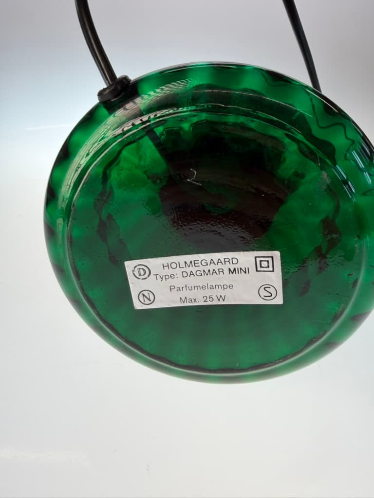 Table lamp Dagmar Mini, green glass, brass, Holmegaard, Denmark, 1970s. - 364507