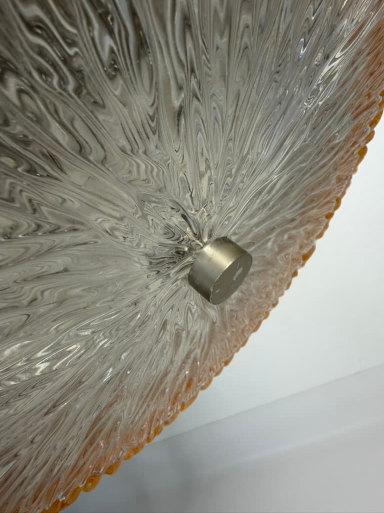 Pendant lamp Space Age, brushed silver aluminum, amber glass, Denmark, 1970s. - 364520