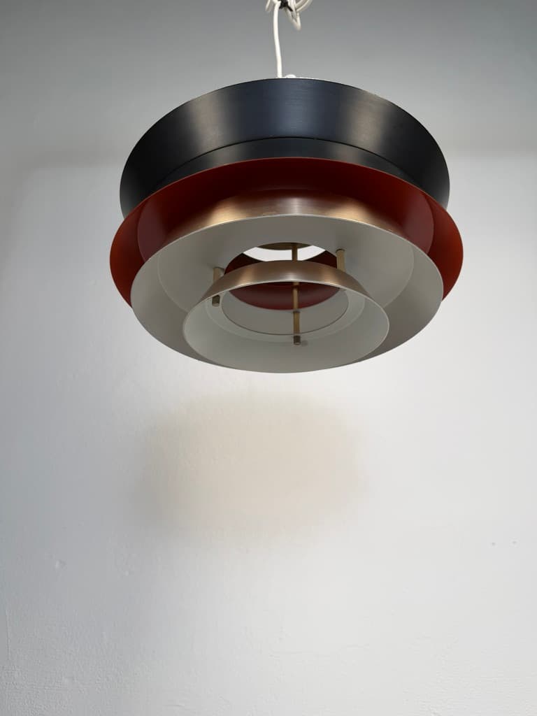 Pendant lamp Trava, gold black red, metal, by C. Thore, Granhaga Metallindustri, Sweden, 1970s. - 364527