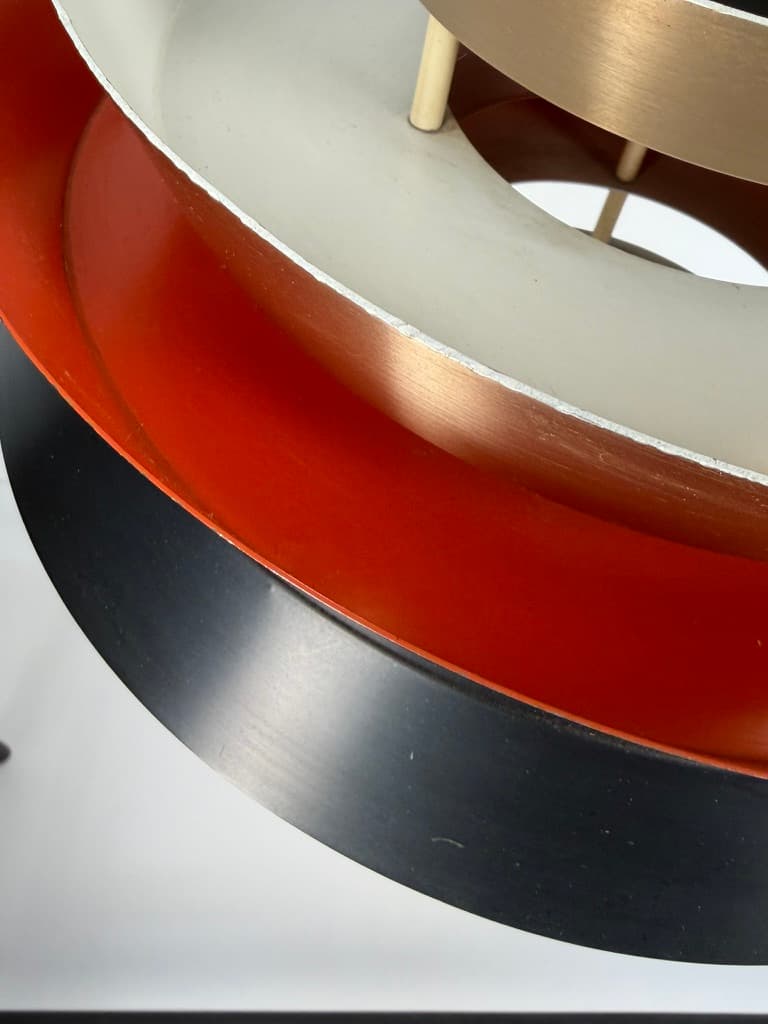 Pendant lamp Trava, gold black red, metal, by C. Thore, Granhaga Metallindustri, Sweden, 1970s. - 364531