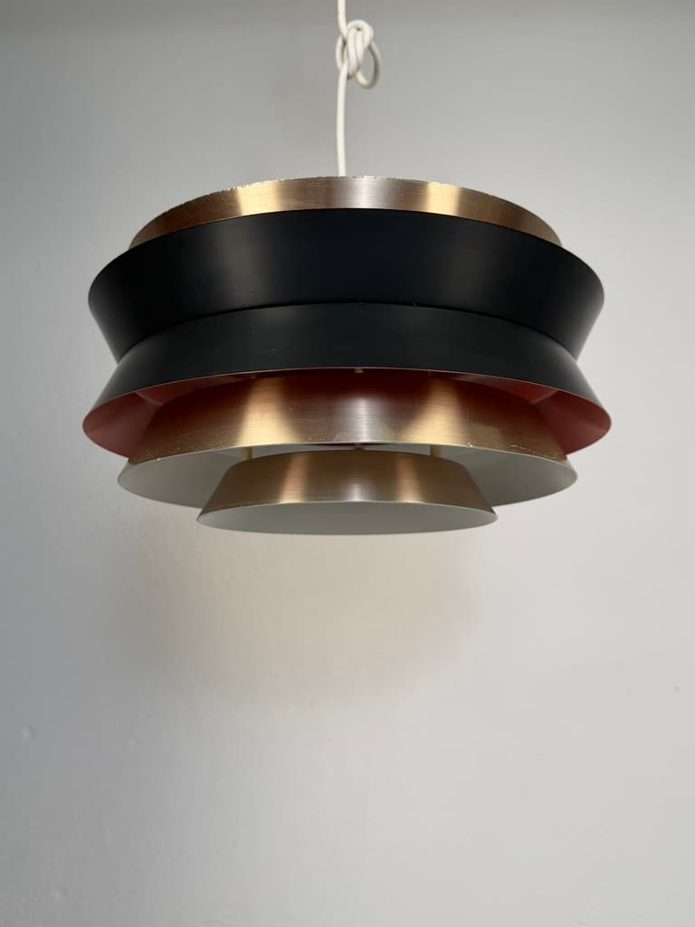 Pendant lamp Trava, gold black red, metal, by C. Thore, Granhaga Metallindustri, Sweden, 1970s. - 364525