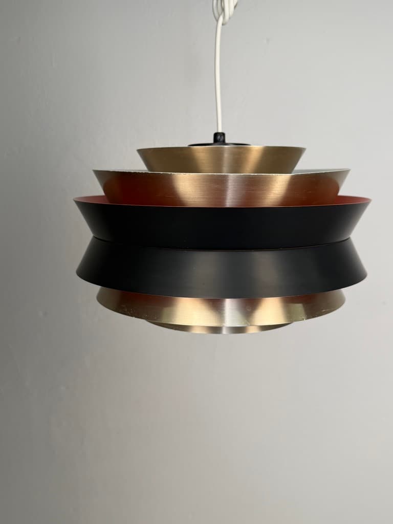 Pendant lamp Trava, gold black red, metal, by C. Thore, Granhaga Metallindustri, Sweden, 1970s. - 364523