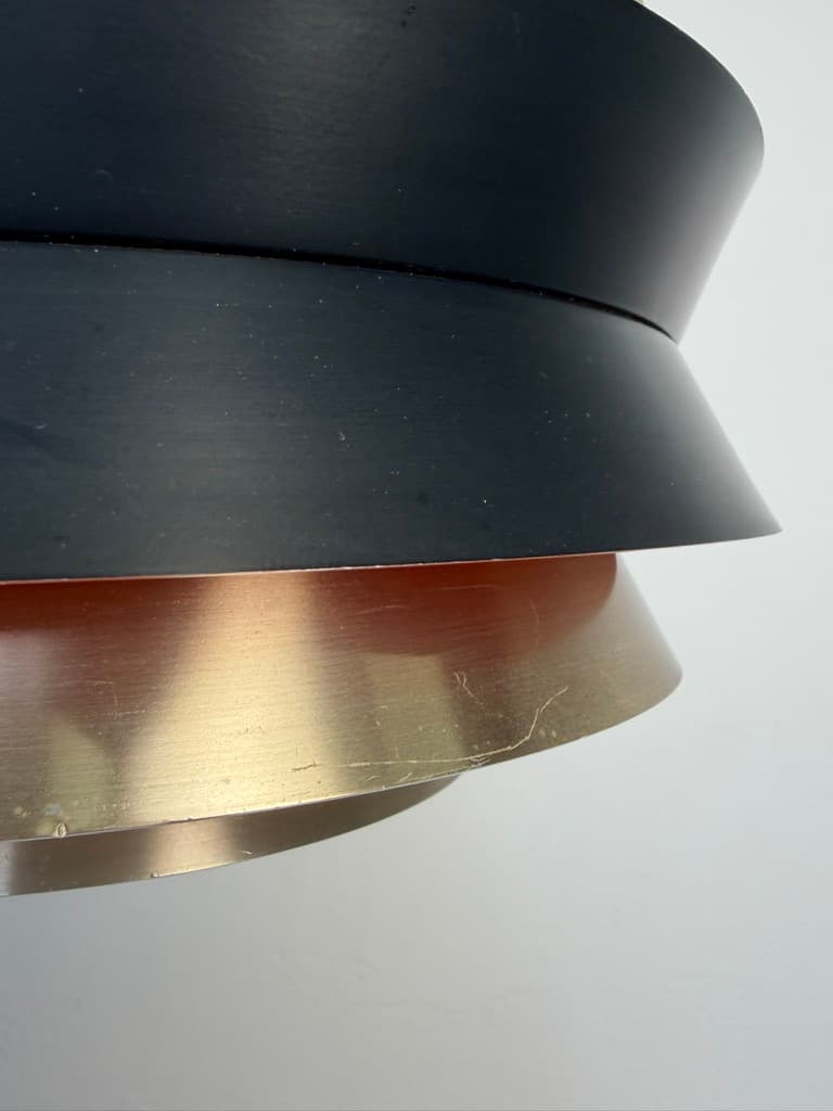 Pendant lamp Trava, gold black red, metal, by C. Thore, Granhaga Metallindustri, Sweden, 1970s. - 364529