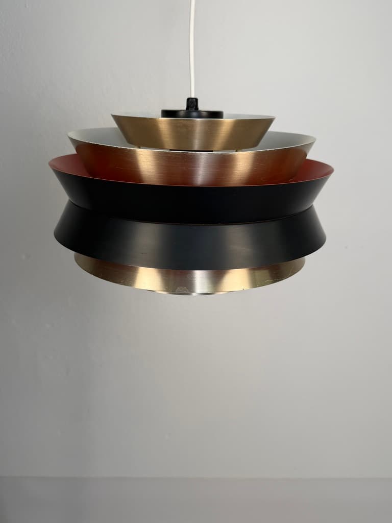 Pendant lamp Trava, gold black red, metal, by C. Thore, Granhaga Metallindustri, Sweden, 1970s. - 364522
