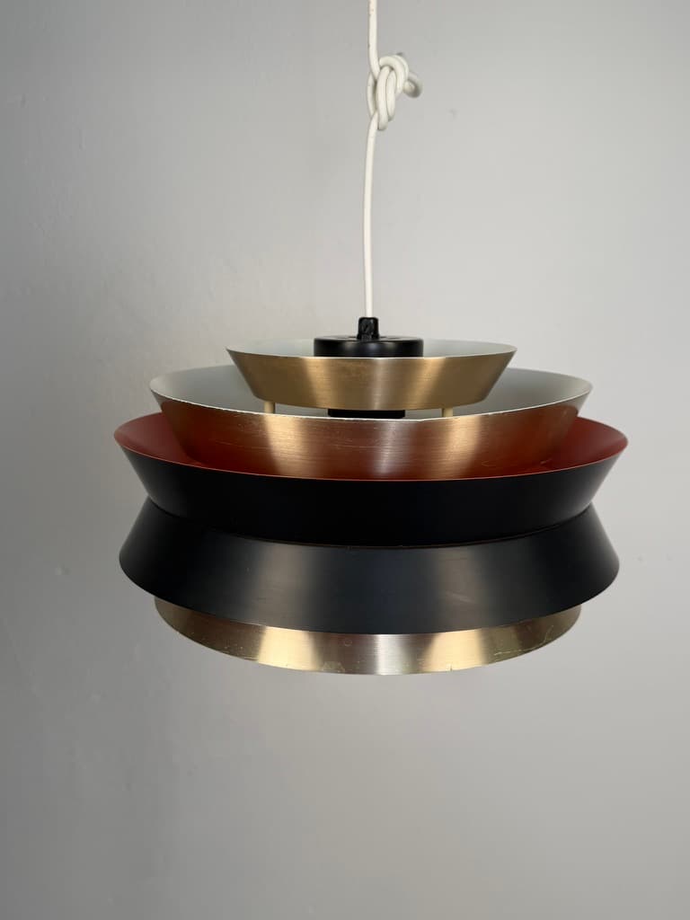 Pendant lamp Trava, gold black red, metal, by C. Thore, Granhaga Metallindustri, Sweden, 1970s. - 364526