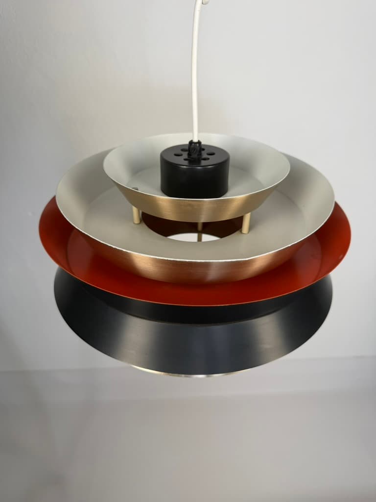 Pendant lamp Trava, gold black red, metal, by C. Thore, Granhaga Metallindustri, Sweden, 1970s. - 364524