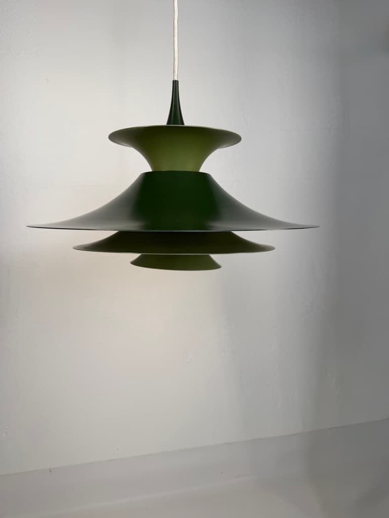 Pendant lamp Radius I, Ø48 cm, green steel, by E. Balslev, Fog & Mørup, Denmark, 1970s. - 364572