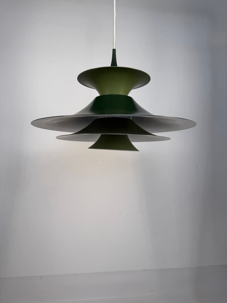 Pendant lamp Radius I, Ø48 cm, green steel, by E. Balslev, Fog & Mørup, Denmark, 1970s. - 364566