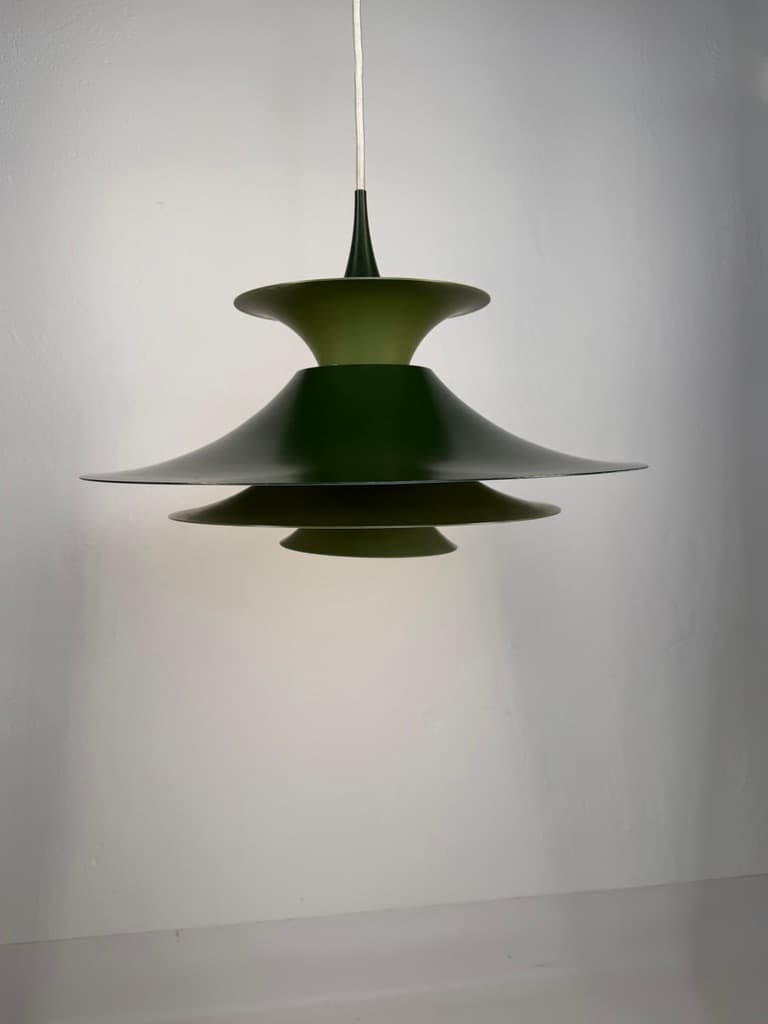 Pendant lamp Radius I, Ø48 cm, green steel, by E. Balslev, Fog & Mørup, Denmark, 1970s. - 364571
