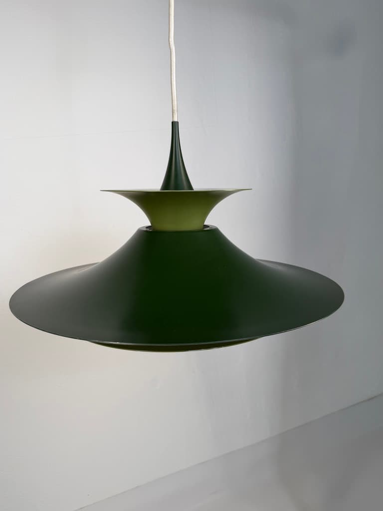 Pendant lamp Radius I, Ø48 cm, green steel, by E. Balslev, Fog & Mørup, Denmark, 1970s. - 364565