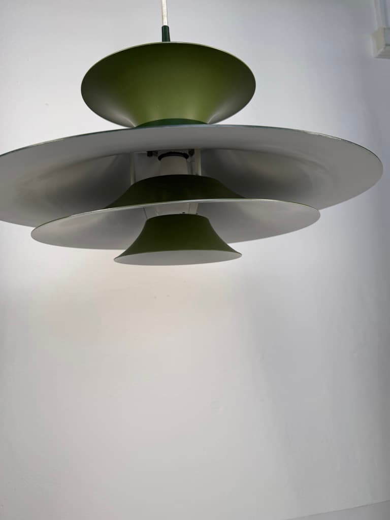 Pendant lamp Radius I, Ø48 cm, green steel, by E. Balslev, Fog & Mørup, Denmark, 1970s. - 364567