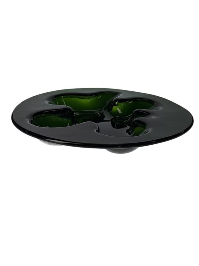Bowl Ikebana, green glass, by M. Bang, Holmegaard, Denmark, 1970s. - DIMENSION
