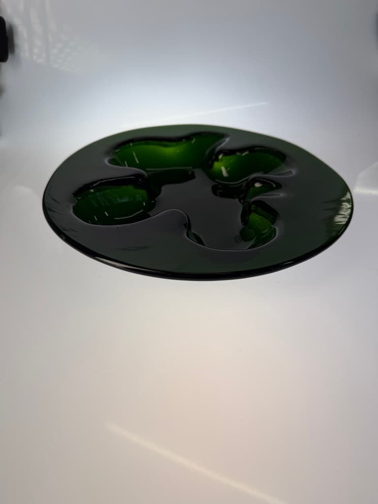 Bowl Ikebana, green glass, by M. Bang, Holmegaard, Denmark, 1970s. - 364582