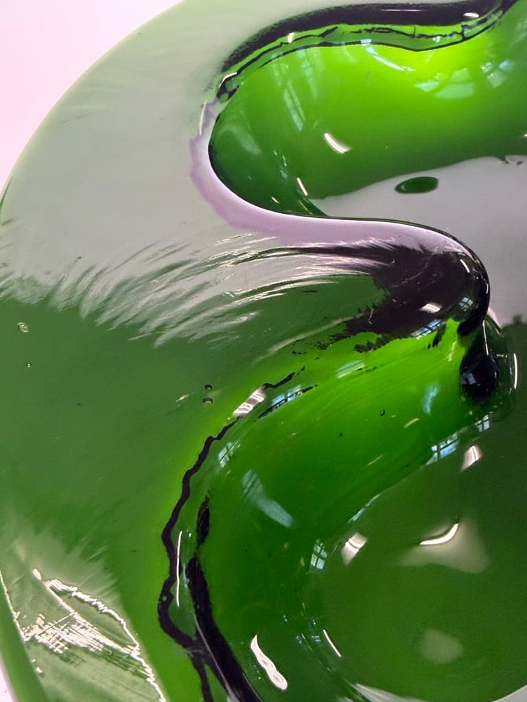 Bowl Ikebana, green glass, by M. Bang, Holmegaard, Denmark, 1970s. - 364589