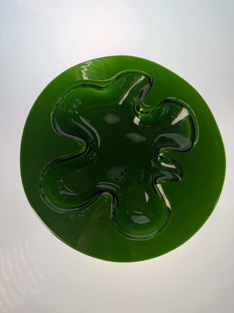 Bowl Ikebana, green glass, by M. Bang, Holmegaard, Denmark, 1970s. - 364585