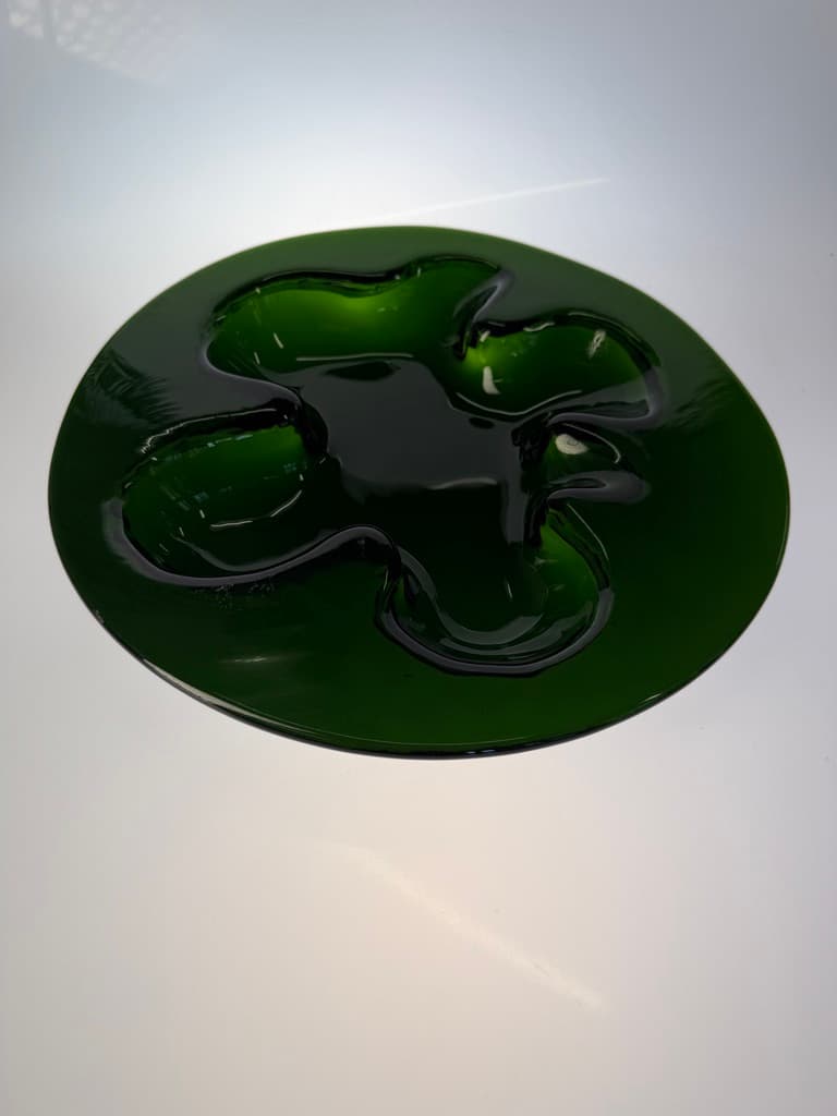 Bowl Ikebana, green glass, by M. Bang, Holmegaard, Denmark, 1970s. - 364584