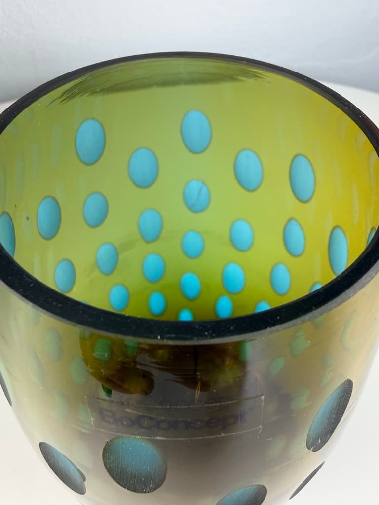 Wazon Thumbprint, zielony niebieski pomarańczowy czerwony, szkło, Dania - 364608