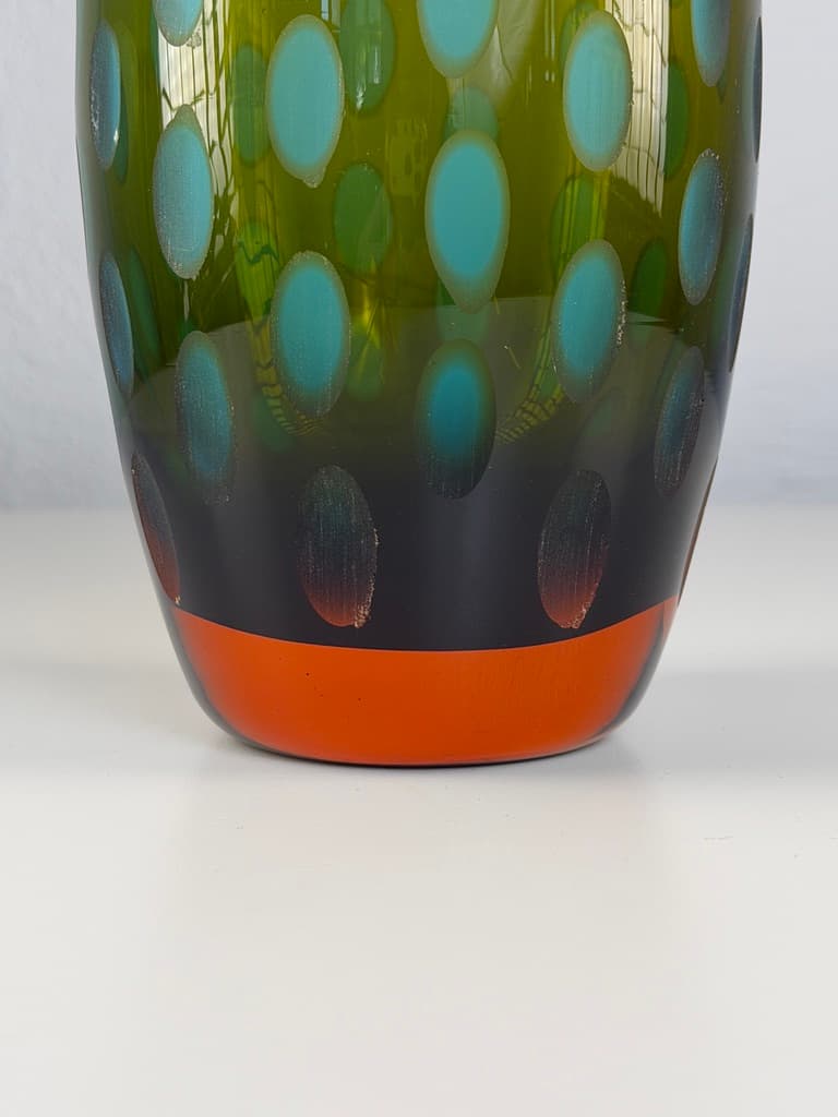 Wazon Thumbprint, zielony niebieski pomarańczowy czerwony, szkło, Dania - 364607