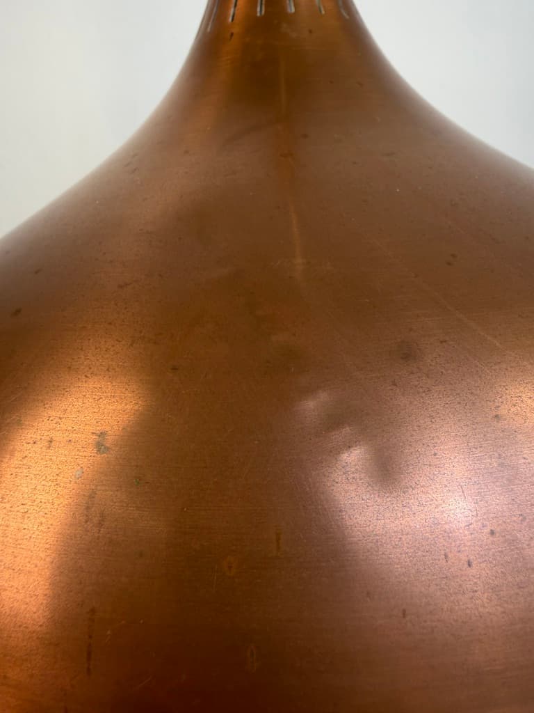 Pendant lamp Orient, brown copper, brown wood, by J. Hammerborg, Fog & Mørup, Denmark, 1960s. - 364622