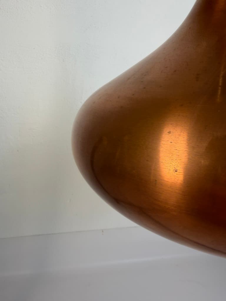Pendant lamp Orient, brown copper, brown wood, by J. Hammerborg, Fog & Mørup, Denmark, 1960s. - 364624
