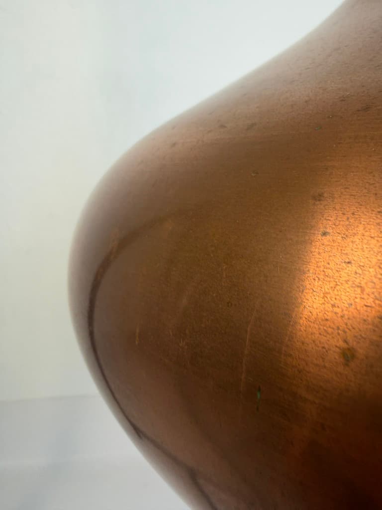 Pendant lamp Orient, brown copper, brown wood, by J. Hammerborg, Fog & Mørup, Denmark, 1960s. - 364625