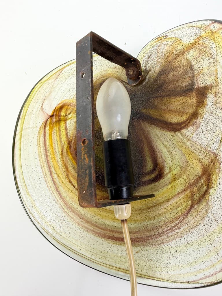 Wall lamp Glassplattelampet, amber glass, by P. Lütken, Holmegaard, Denmark, 1970s. - 364659
