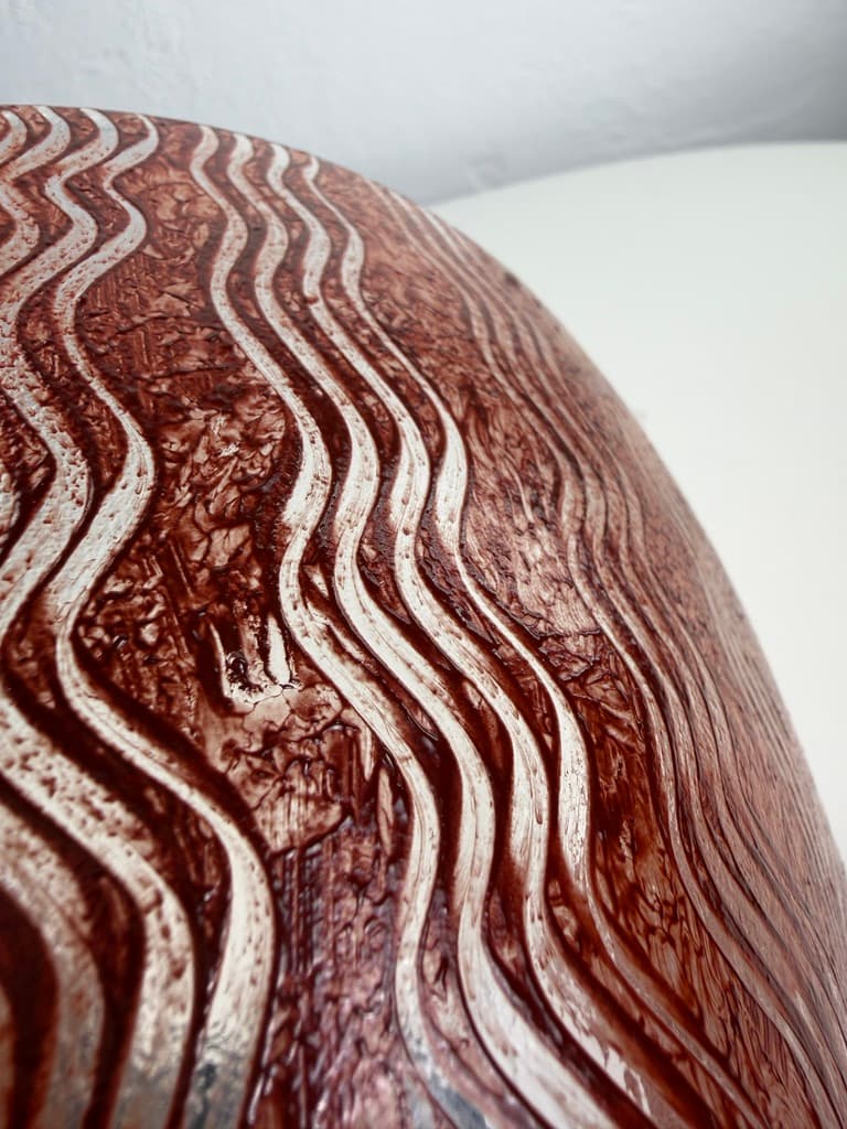 Decorative bowl, red black white silver glass, Sweden, 1990s. - 364670