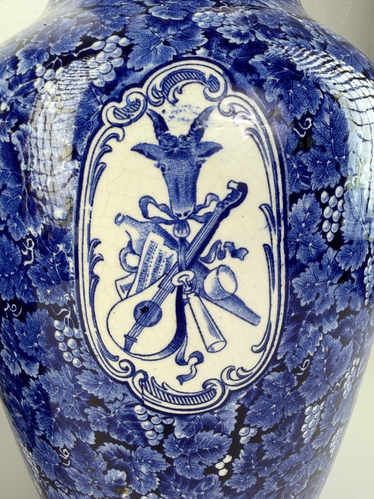 Para wazonów Rhein, niebieski biały, kamionka, Lewis Woolf, Wielka Brytania, XIX w. - 364684