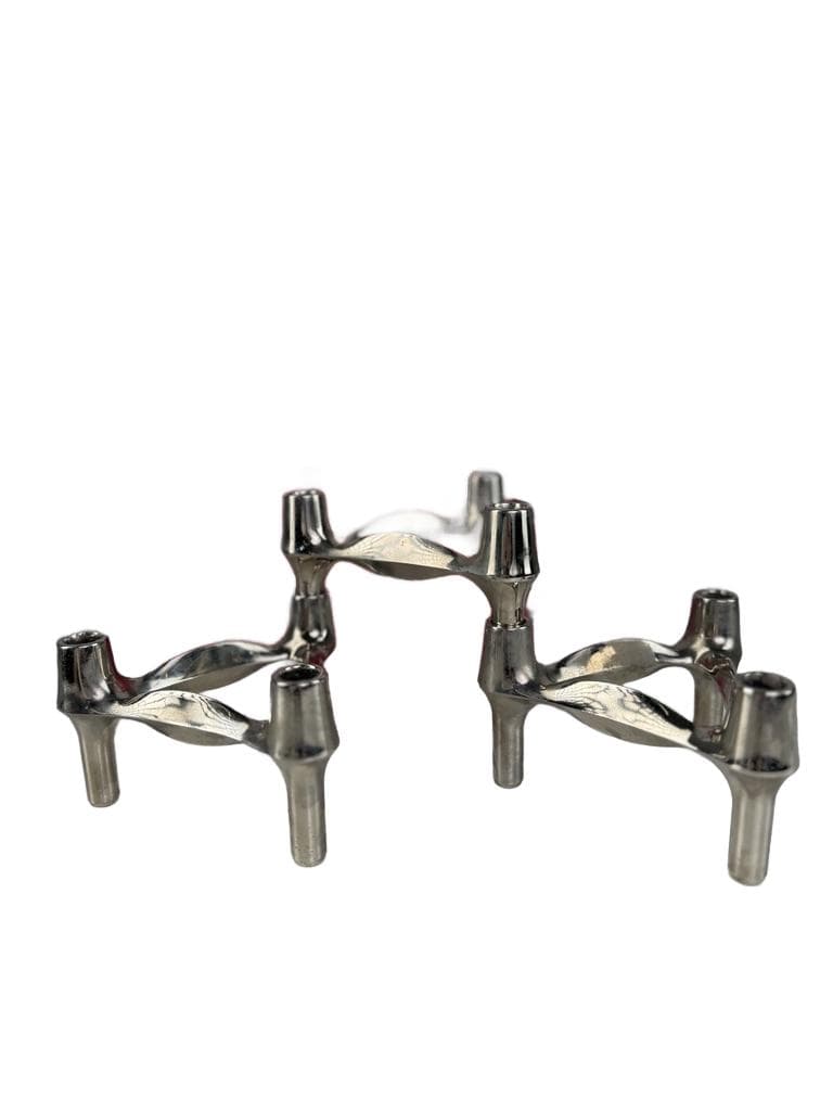 Set of three candle holders Nagel, silver, chromed steel, Germany, 1970s.