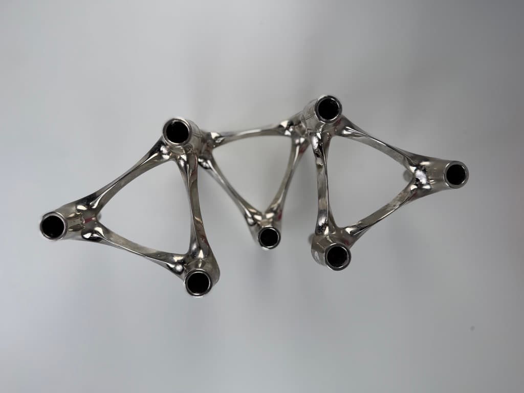 Set of three candle holders Nagel, silver, chromed steel, Germany, 1970s. - 364686
