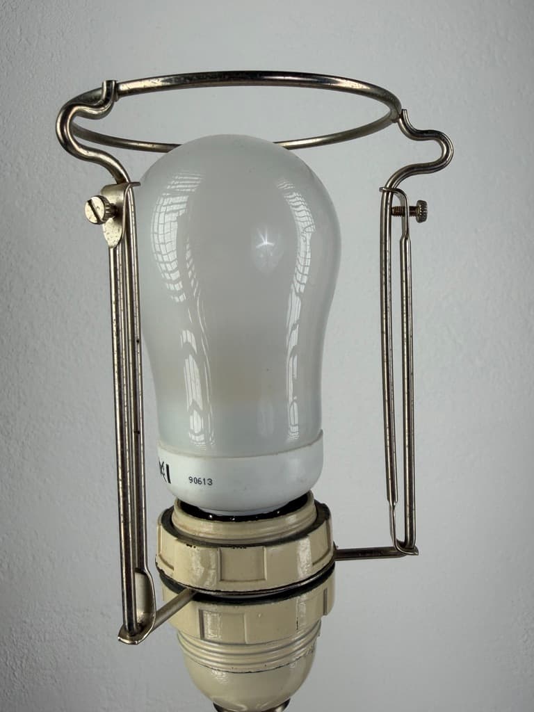 Pair of table lamps Napoli, white glass, silver metal, Holmegaard, Denmark, early 20th century. - 364695
