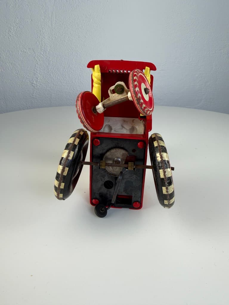 Mechanical toy Sheriff Sam / Whoopee Car, red yellow white black, metal, Louis Marx & Company, USA, 1930s. - 364723