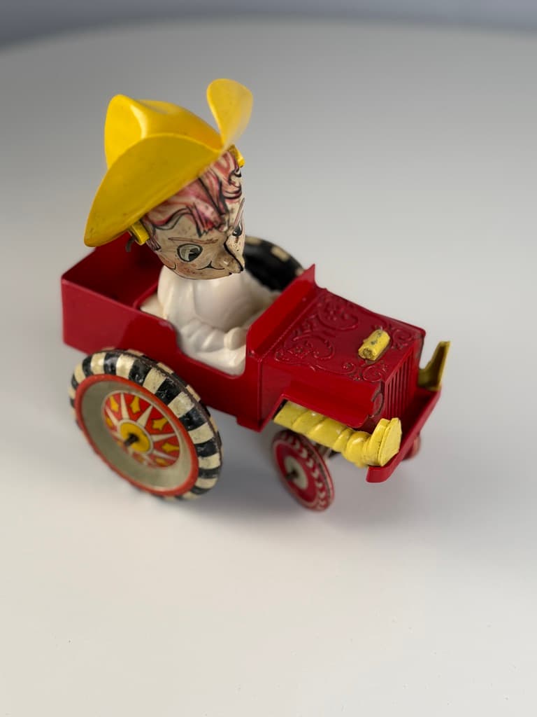 Mechanical toy Sheriff Sam / Whoopee Car, red yellow white black, metal, Louis Marx & Company, USA, 1930s. - 364717