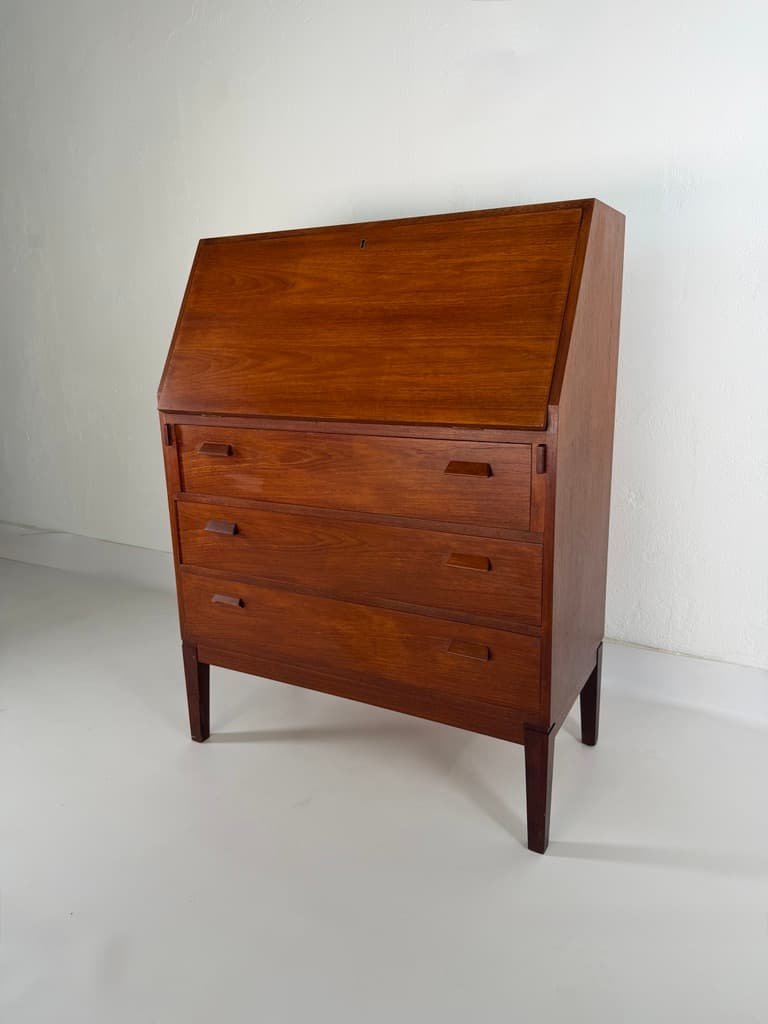 Secretary desk, brown teak, Denmark, 1960s. - 364729