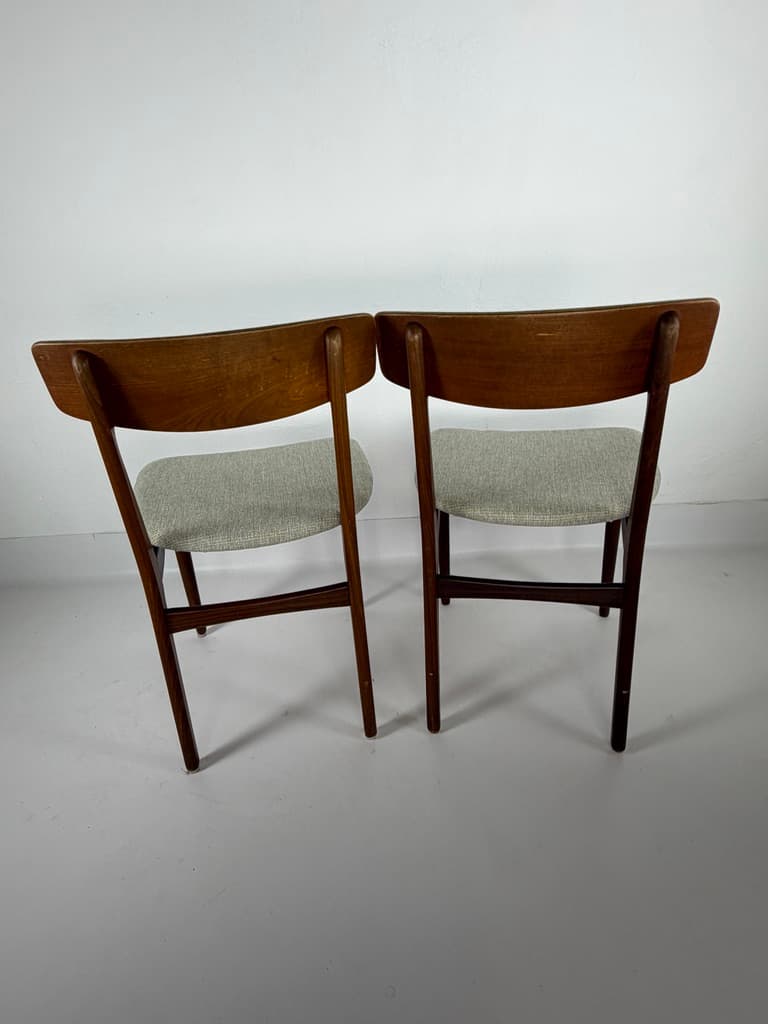Pair of chairs, brown teak, grey fabric, Denmark, 1960s. - 364740