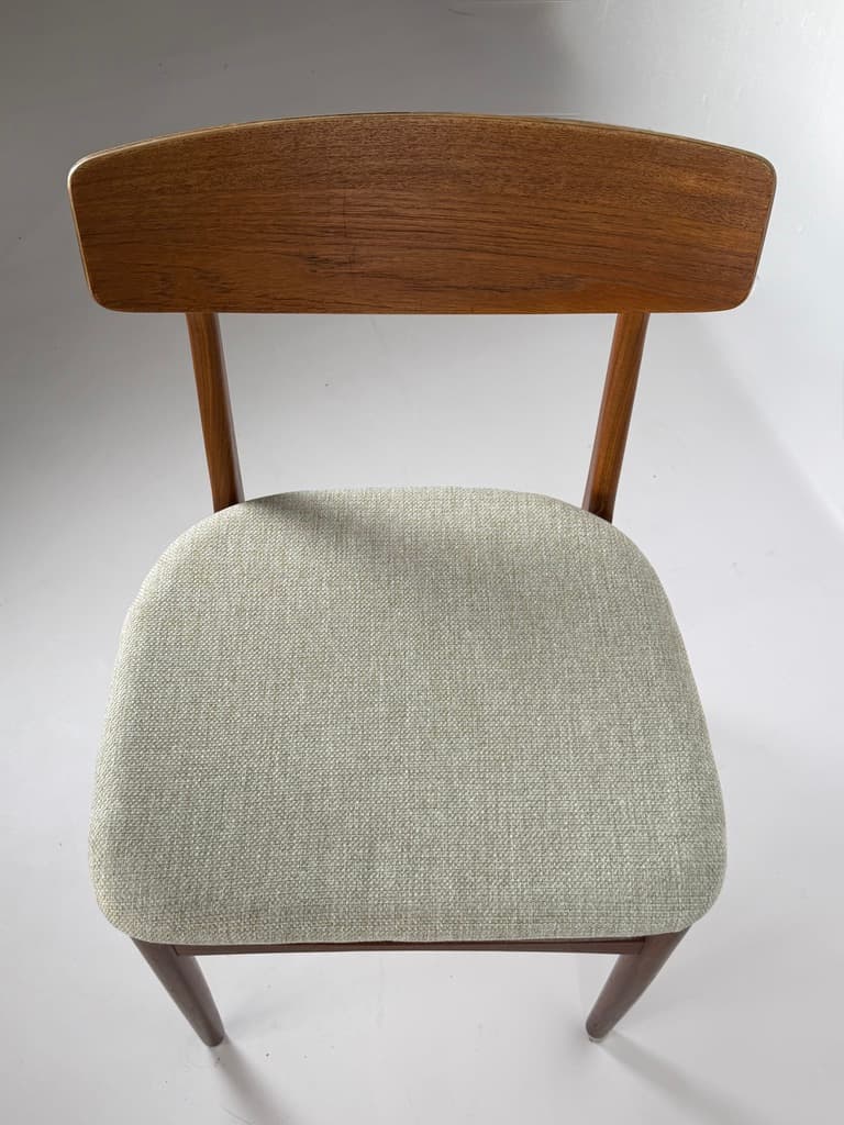 Pair of chairs, brown teak, grey fabric, Denmark, 1960s. - 364742