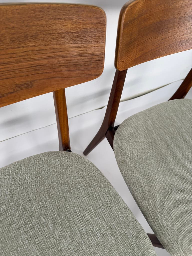 Pair of chairs, brown teak, grey fabric, Denmark, 1960s. - 364741