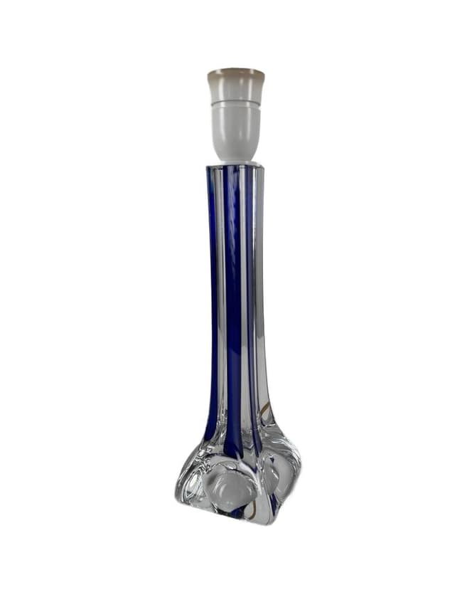 Table lamp, clear glass, blue glass, Sweden, 1950s. - DIMENSION