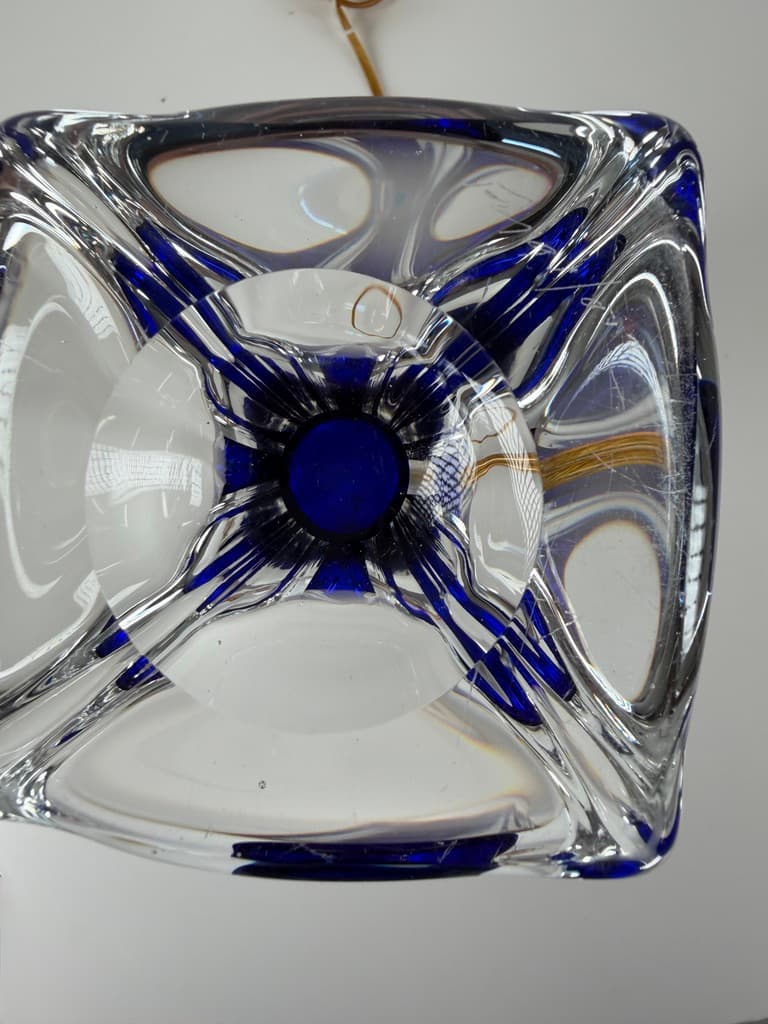 Table lamp, clear glass, blue glass, Sweden, 1950s. - 364747