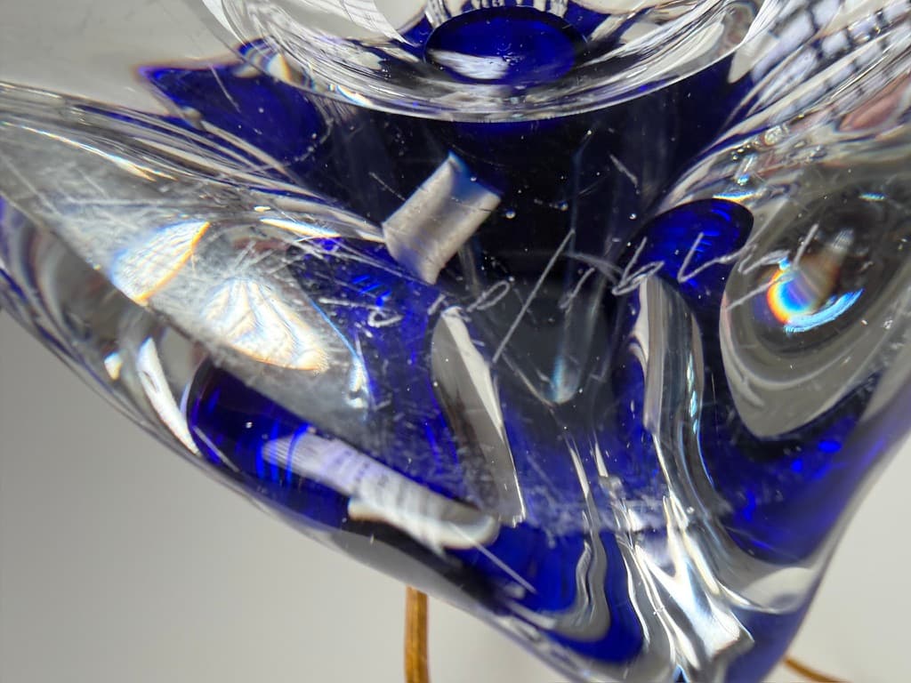 Table lamp, clear glass, blue glass, Sweden, 1950s. - 364748