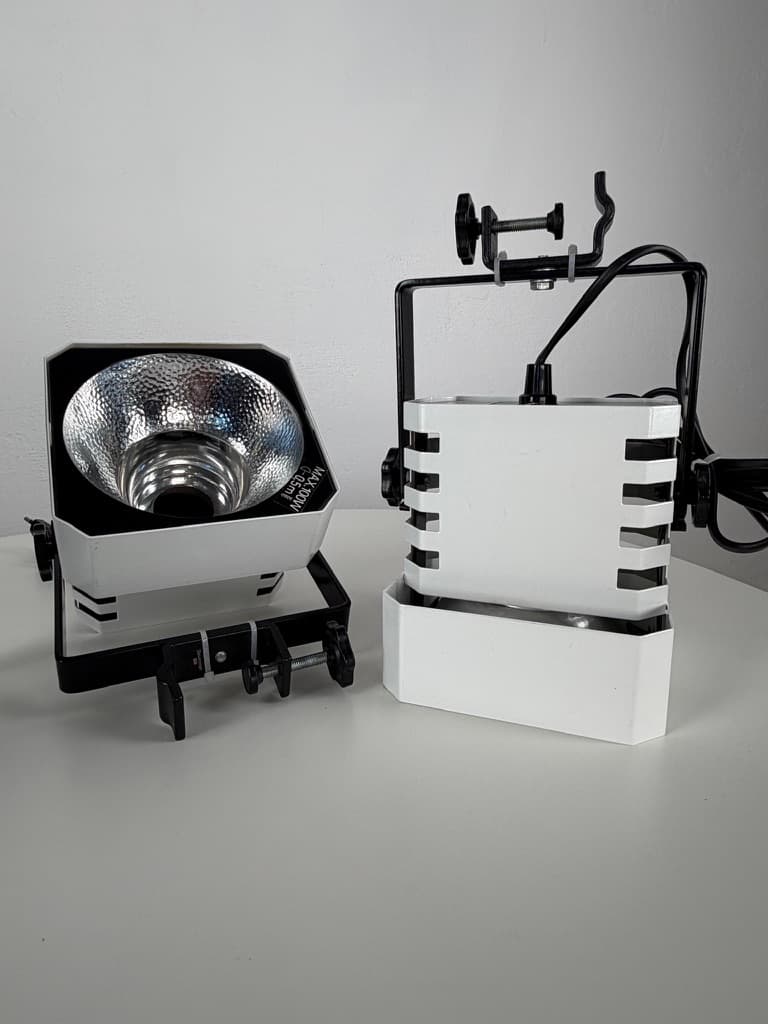 Set of four table lamps Flipper, black white metal, Denmark, 1970s. - 364754