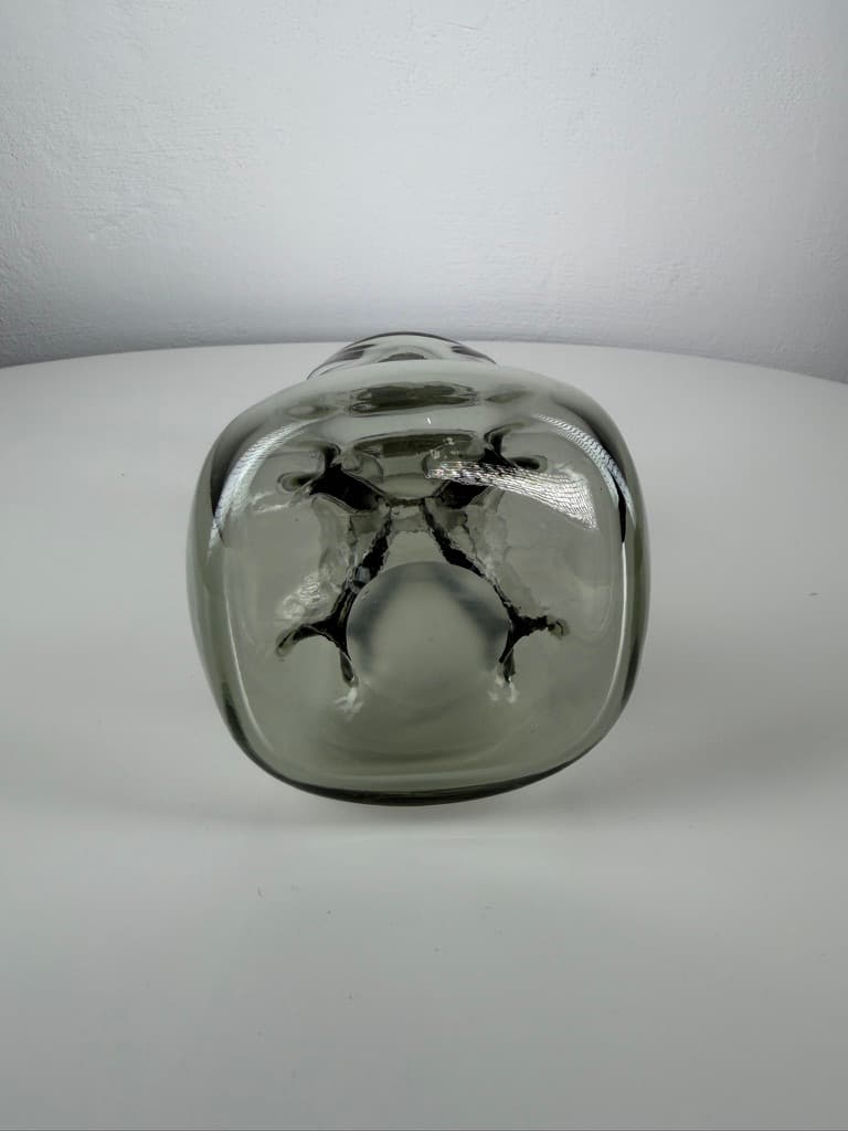 Decanter Kluk Kluk, grey transparent glass, Holmegaard, Denmark, 1970s. - 364769