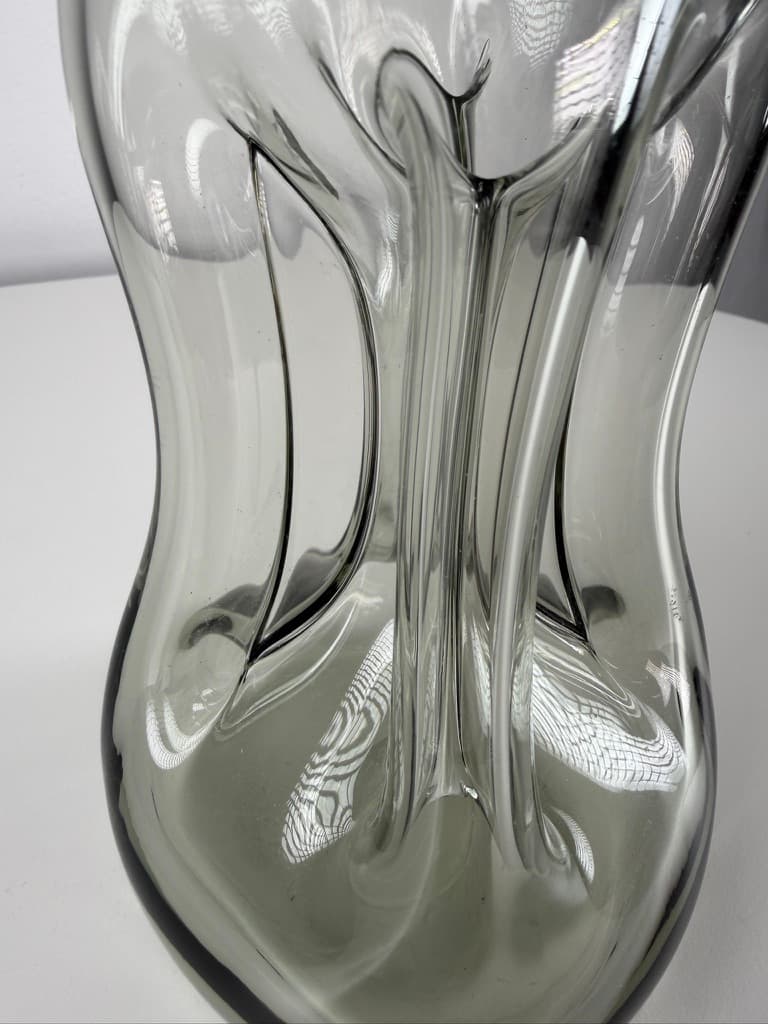 Decanter Kluk Kluk, grey transparent glass, Holmegaard, Denmark, 1970s. - 364768