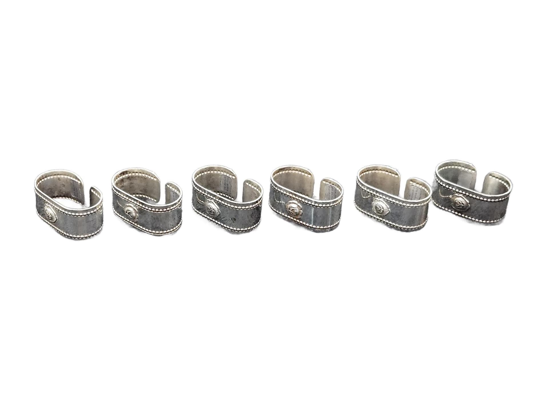 Set of six napkin rings Old Sheffield, silver, silver-plated, Italy, 1970s.