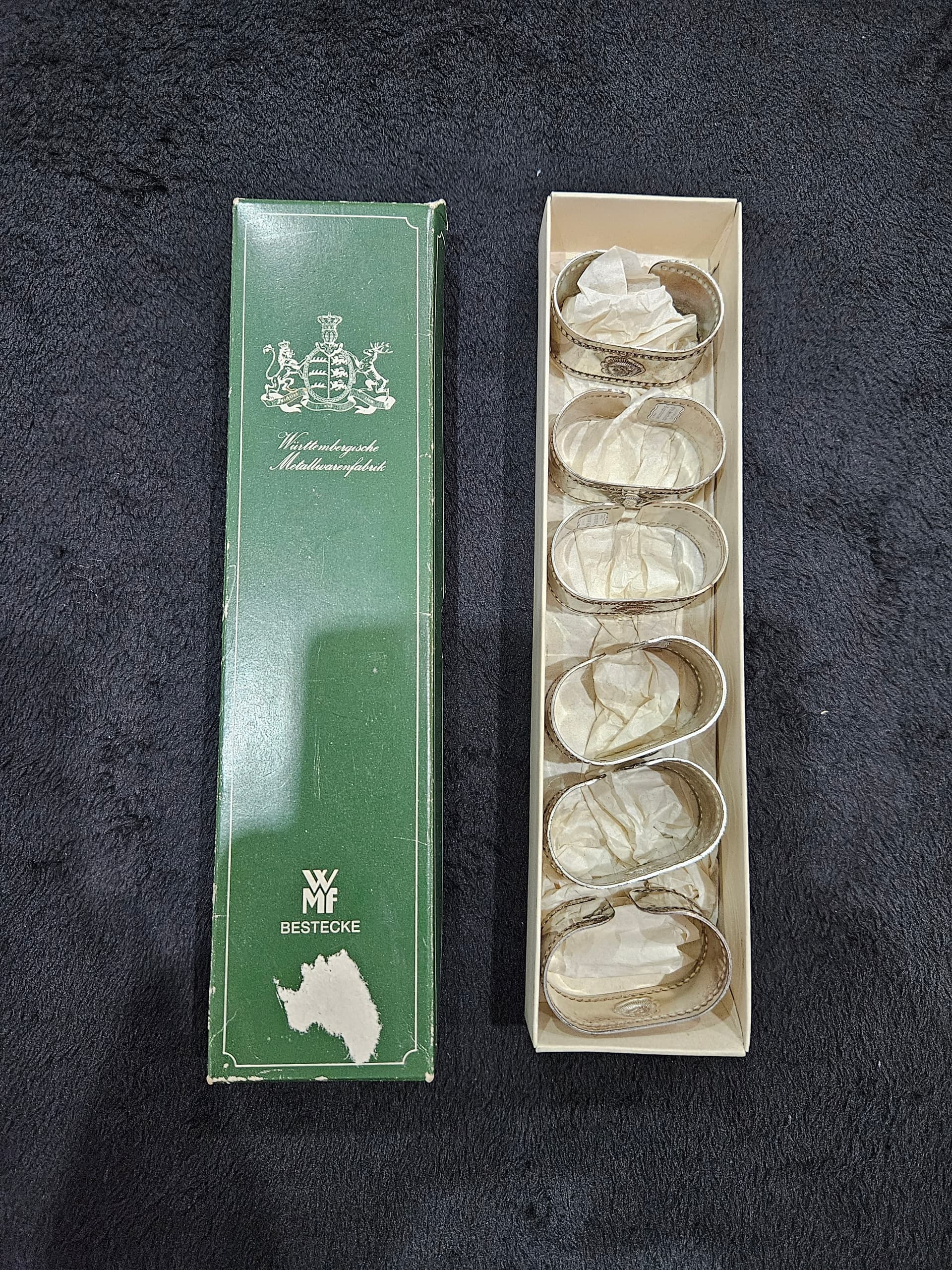 Set of six napkin rings Old Sheffield, silver, silver-plated, Italy, 1970s. - 364783