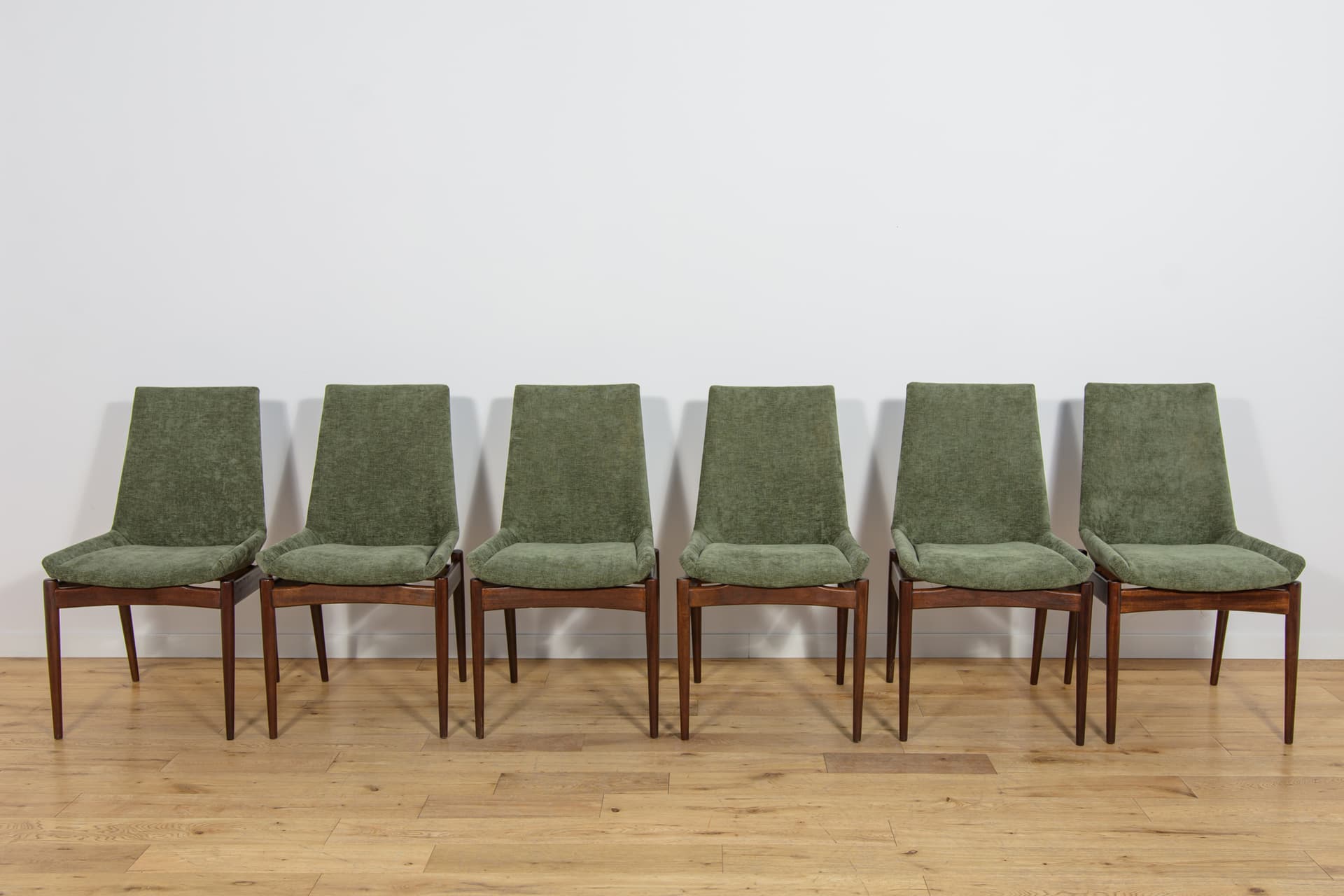 set of six chairs Hamilton, green fabric, brown teak, by R. Heritage, for Archie Shine, United Kingdom, 1960s - 365004
