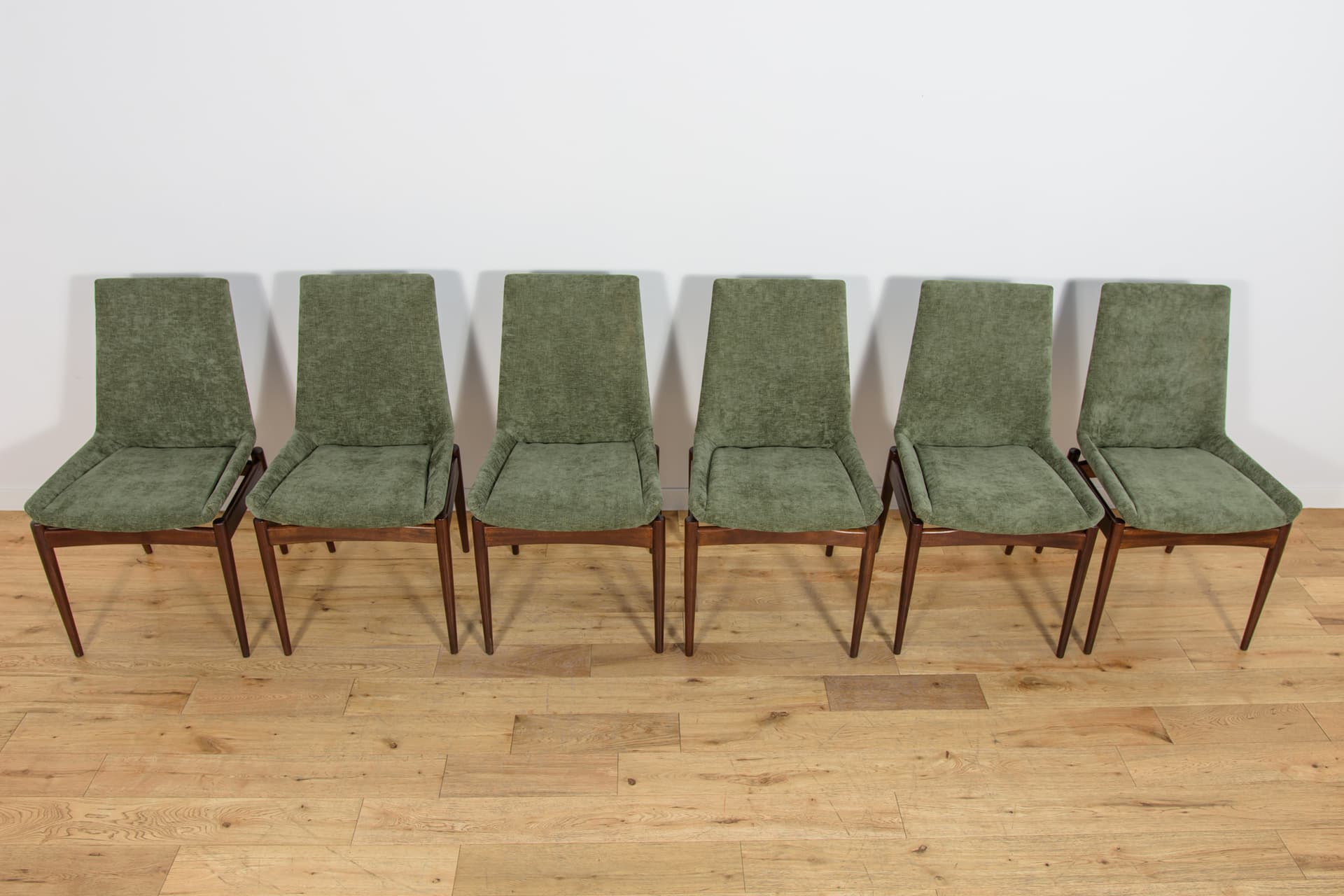 set of six chairs Hamilton, green fabric, brown teak, by R. Heritage, for Archie Shine, United Kingdom, 1960s - 365005