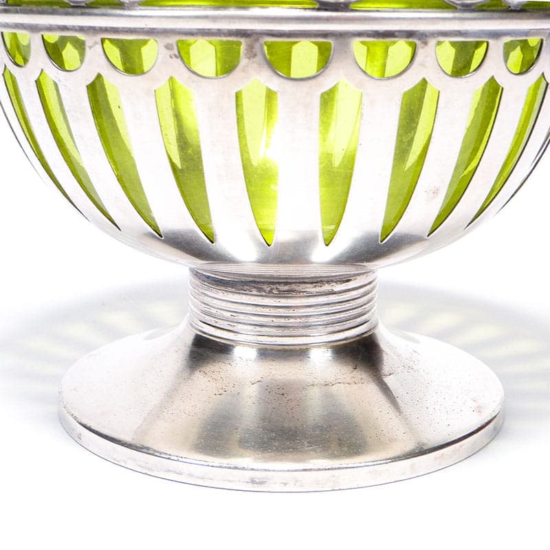Sugar Bowl, Art Nouveau, silver brass, green crystal, WMF, Germany, early 20th century - 365044