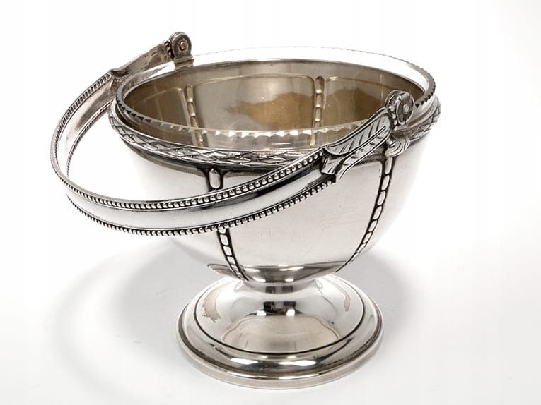 Sugar bowl, silver brass, crystal, Wilhelm Wolf, Germany, 1920s - 365096